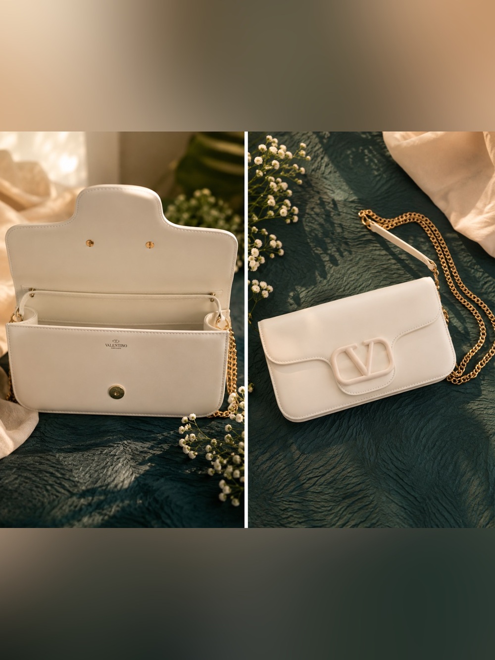 Valentino Cream VLogo Chain Crossbody Bag